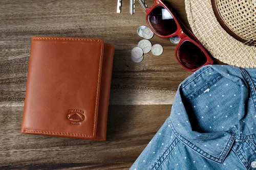 Miniatura 19 de Stealth Mode Cartera de cuero triple RFID para hombres con soporte de identificación abatible (negro)