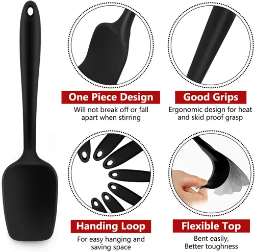 Miniatura 2 de P&P CHEF - Juego de 7 espátulas de silicona resistentes al calor, juego de utensilios de cocina para cocina antiadherente, mezcla de hornear, diseño
