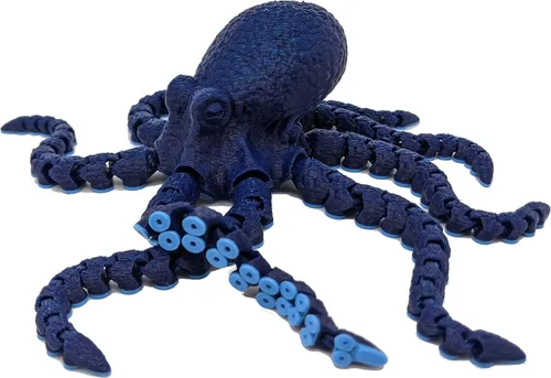 Miniatura 13 de Pulpo impreso en 3D – Personalizable, hecho a pedido Modelo animal articulado (pequeño, morado con tentáculos verde lima)