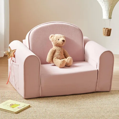 Miniatura 8 de Tiny Land Sofá Plegable 2 en 1 para Niños con Bolsillos – Sofá Suave y Grueso para Niños Pequeños, Sofá Reclinable, Silla Convertible para Niños