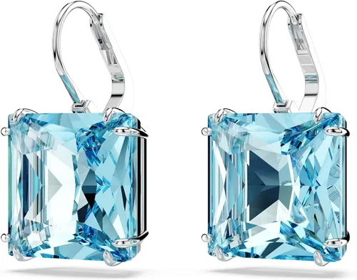 Miniatura 3 de Swarovski Pendientes Millenia, Cristal talla cuadrada, azul, Baño de Rodio