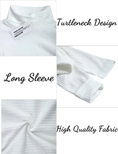 Miniatura 4 de TURETRENDY Camisetas elásticas para hombre, cuello alto, manga larga, de punto, casual, ajustadas, básicas