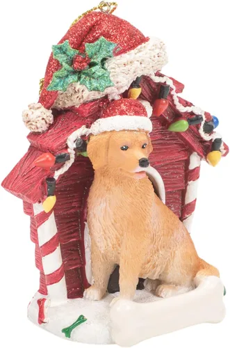 Miniatura 2 de Kurt S. Adler Golden Retriever Holiday - Adorno colgante de resina de 4 pulgadas, color rojo y marrón