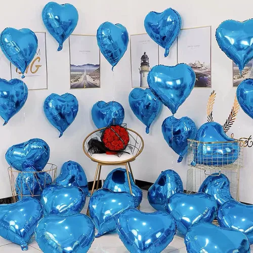 Miniatura 4 de 10 globos de Mylar en forma de corazón azul de 18 pulgadas, para baby shower, boda, día de San Valentín y fiestas