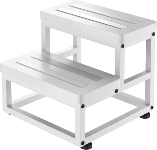 Miniatura 12 de Taburetes de Paso para Adultos y Niños, Taburete de Paso de Servicio Pesado de Madera para Camas Altas, Taburete de Pie Antideslizante de 2 Teca