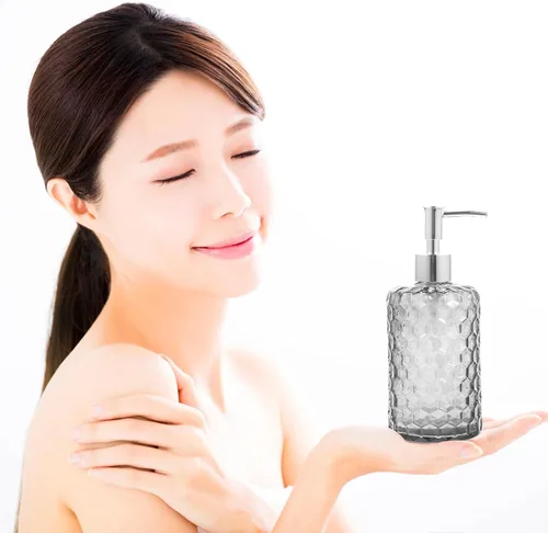 Miniatura 3 de VICASKY Glass Pump Bottle with Silver Cap Refillable Hand Soap Dispenser for Shampoo Lotion Body Wash Large Capacity Easy-Press Multi-Function