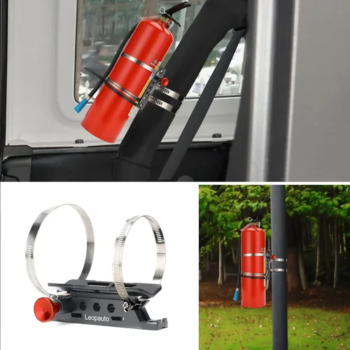 Miniatura 4 de Soporte universal para extintor de incendios, barra antivuelco de liberación rápida de aluminio, soporte para extintor de incendios con 8 Gris