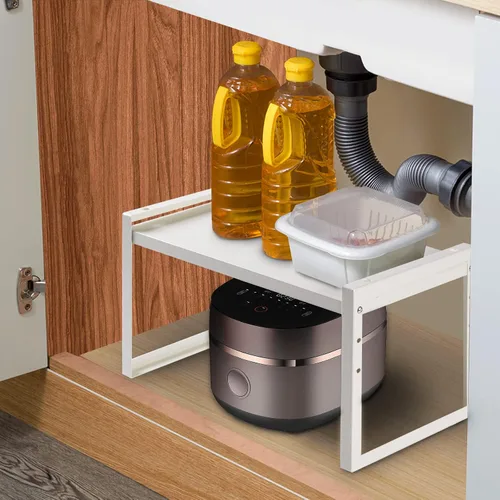 Miniatura 7 de Estante grande para especias, estante de almacenamiento expandible para gabinete, organizador de metal de acero apilable resistente para el hogar