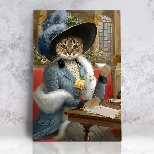 Miniatura 24 de Pintura personalizada para retratos de mascotas de perros y gatos, estilo renacentista sobre lienzo, retrato real de mascotas a partir de la foto