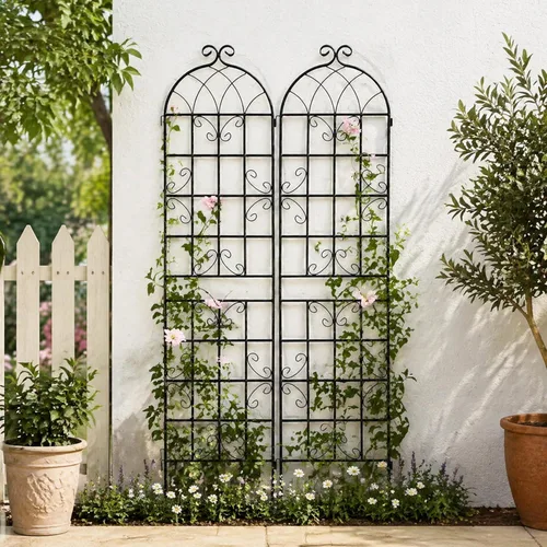Miniatura 24 de Paquete de 4 enrejados de jardín de metal de 71" de altura, cerca de jardín, enrejado a prueba de óxido para plantas trepadoras, soporte de rosas