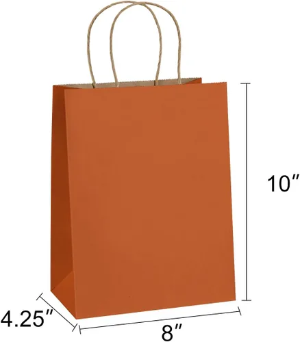 Miniatura 2 de BagDream Bolsas de regalo de 8 x 4.25 x 10.5 pulgadas, 100 unidades, bolsas de regalo de papel kraft con asas a granel, bolsas de regalo de fiesta
