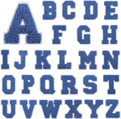 Miniatura 15 de Parche de letras de chenilla para planchar, parche de letras universitarias de felpilla para planchar, 26 parches del alfabeto universitario de la A