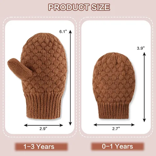 Miniatura 16 de Guantes de punto para bebés, niños y niñas, guantes de invierno para recién nacidos, guantes de 0 a 3 años