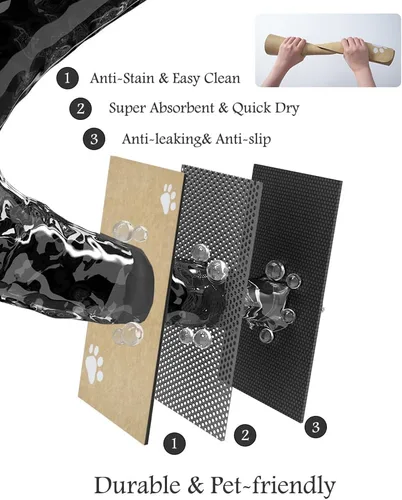 Miniatura 6 de Tapete de alimentación para mascotas, tapete absorbente para comida y agua, dispensador de agua de secado rápido, sin manchas, accesorios