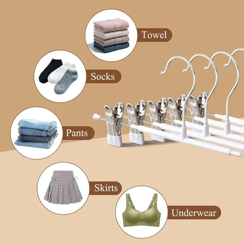 Miniatura 4 de Perchas para Pantalones con Clips Paquete de 10 Perchas Ajustables para Falda para Mujeres Perchas Antideslizantes para Pantalones para Jeans