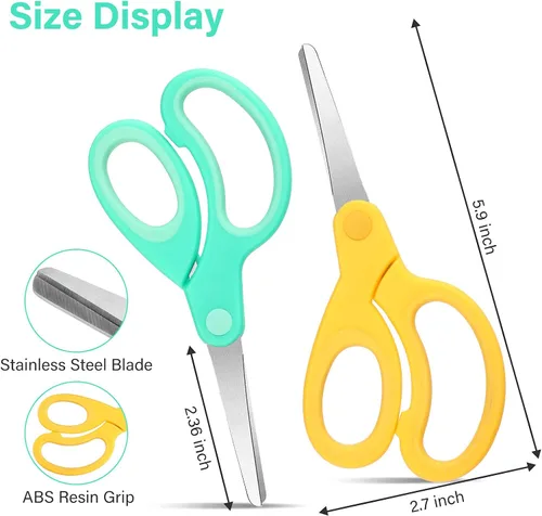 Miniatura 2 de Tijeras de acero inoxidable para zurdos de 5.5 in, de agarre suave, tijeras de oficina para oficina, hogar, escuela, suministros (3 piezas)