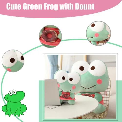 Miniatura 4 de ELAINREN Rana de peluche con rosquilla, ultra suave, juguete de peluche de rana verde Kawaii, muñeca de peluche de rana Fernando, regalo de 13.8