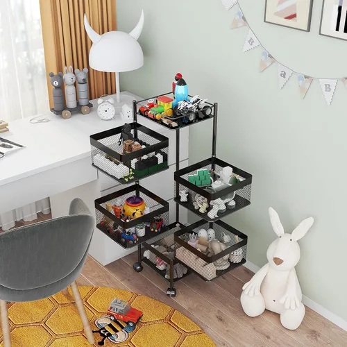 Miniatura 10 de Cesta de frutas y verduras para cocina, sin montaje, estante de almacenamiento giratorio, estante de almacenamiento de baño, organizadores de cocina
