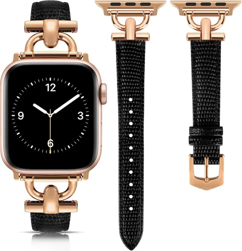 Miniatura 11 de Correa de cuero compatible con las bandas de Apple Watch para mujeres, correa elegante y elegante para iWatch Series 11/10/9/8/7/6/5/4/3/2/1/se