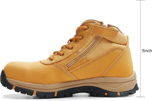 Miniatura 4 de Botas de trabajo para hombre, con puntera de acero deslizante, de cuero, impermeables, antideslizantes, a prueba de pinchazos, antiestáticas