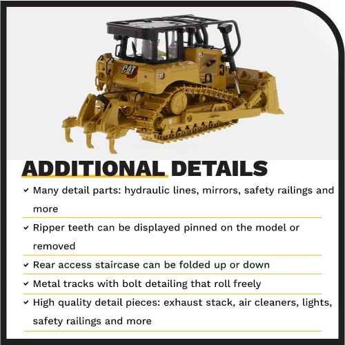 Miniatura 5 de Diecast Masters 1:50 Escala Cat D6 XW SU Bulldozer para coleccionistas, Caterpillar Track-Type Tractor Construcción Modelo Modelo Réplica, Serie