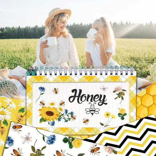 Miniatura 7 de Papel de recortes de abejas de 12 x 12 pulgadas, doble cara, 24 hojas de papel decorativo de panal de abejas amarillo y negro con patrón especial