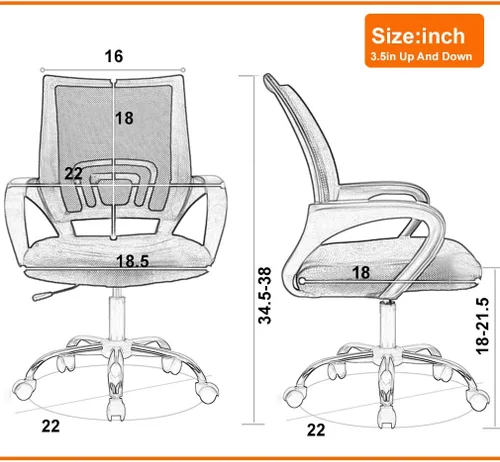 Miniatura 3 de FDW Silla ergonómica de oficina, silla de escritorio para el hogar, silla de computadora de malla para juegos, con respaldo lumbar, apoyabrazos