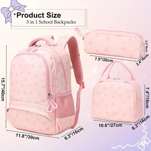 Miniatura 64 de Juego de mochila para niñas con diseño de unicornio, mochila escolar para niños, mochila para libros para niñas, set 3 en 1, regreso a clases
