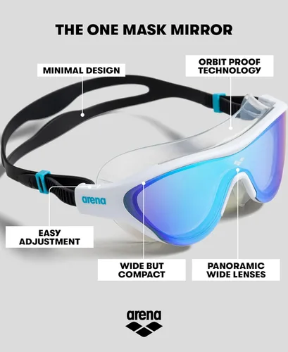 Miniatura 2 de ARENA Gafas de natación unisex para adultos, gafas de natación para hombres y mujeres, de gran ajuste, espejo de policarbonato/lente sin espejo