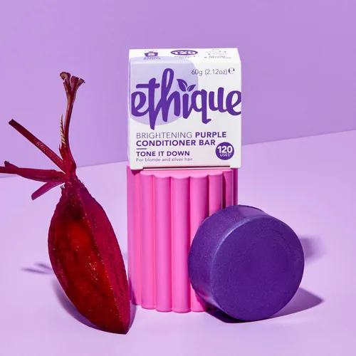 Miniatura 2 de Ethique Brightening - Barra de acondicionador sólida sin sulfato morado para cabello rubio y plateado, tonifica hacia abajo, vegano, ecológico, sin