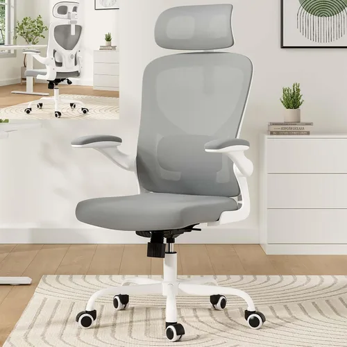 Sillas de oficina ergonómicas de malla con soporte lumbar y reposacabezas ajustable, cómoda silla de escritorio para computadora con respaldo alto