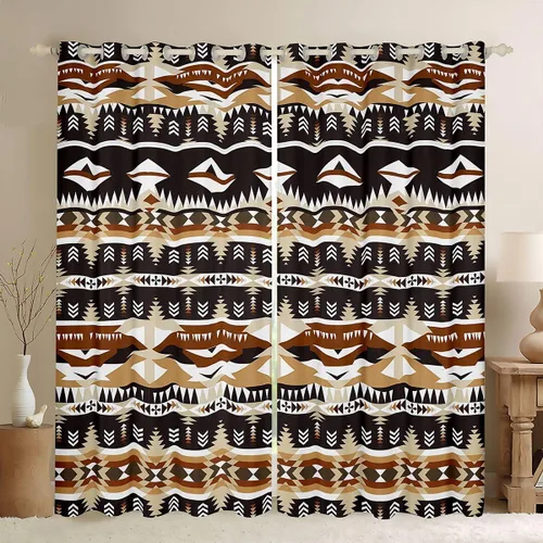 Miniatura 11 de Cortinas y cortinas occidentales de 76 x 45 pulgadas, cortinas aztecas, exóticas, nórdicas, bohemias, opacas, tribu india, geometría, étnica