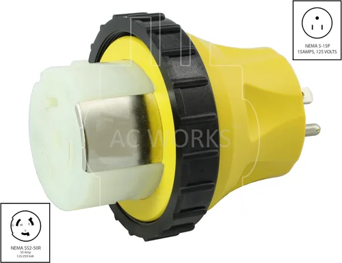 Miniatura 2 de AC WORKS Adaptador desmontable marino RV de 50 amperios (5-15P Hogar 15A Plug-Compact)
