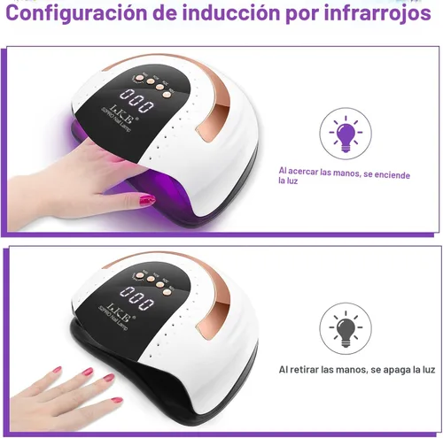 Miniatura 3 de Lámpara de uñas UV LED de 268 W, secador de uñas LKE para esmalte de gel, lámpara de uñas UV profesional con 4 temporizadores, luz de uñas con 57