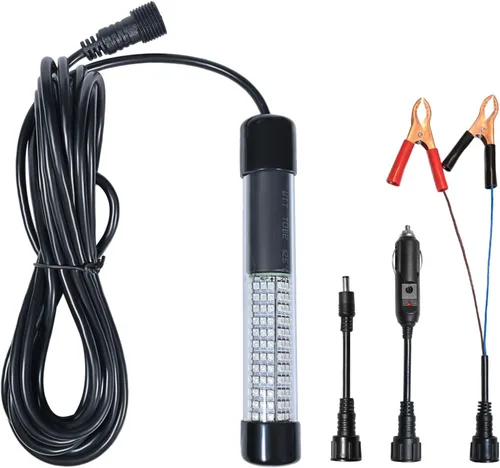Miniatura 11 de SAMDO IP68 Lámpara LED submarina de 12V para pesca, luz de 1080 lúmenes que atrae peces, luz para pesca nocturna de 10.8W Blanco