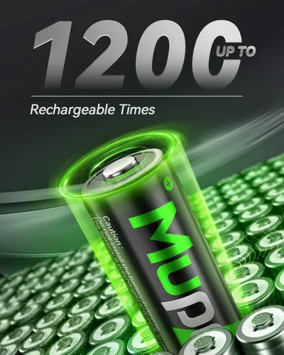 Miniatura 3 de Mupoer Paquete de 4 baterías AA recargables, batería Ni-MH 2800mAh de alta capacidad 2A, baterías de autodescarga baja de 1.2 V doble A