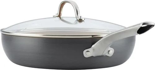 Miniatura 7 de Ayesha Curry Home Collection - Juego de ollas y sartenes antiadherentes anodizados duros, 9 piezas, gris carbón