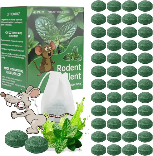 Miniatura 8 de Repelente de roedores para ratones, paquete de 24 unidades, aceite de menta y limón, repelente de ratones para ratas ardillas, plagas de araña