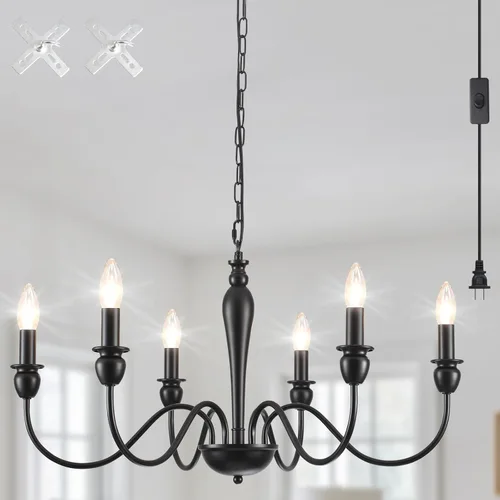 Miniatura 10 de Candelabros Sputnik - Moderna lámpara de techo Sputnik de 6 luces para sala de estar - Lámpara Sputnik industrial negra para comedor, dormitorio