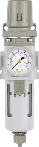 Miniatura 2 de PneumaticPlus SAW300-N03BG Filtro Regulador de Aire Comprimido Combo Piggyback 3/8" NPT - Tazón de Polímero, Drenaje Manual, Soporte, Manómetro