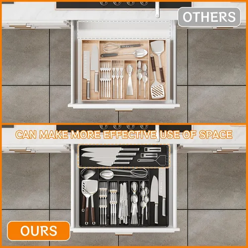 Miniatura 2 de Organizadores expandibles de cubiertos para cajones de cocina, gran organizador de cubiertos sin BPA para cajones, organizador de utensilios