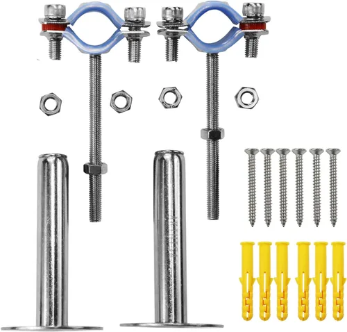 Miniatura 4 de AKIHISA Colgador de anillo de soporte de tubo de montaje en pared de 1-1/4 a 1-11/32 pulgadas, 2 abrazaderas ajustables de acero inoxidable