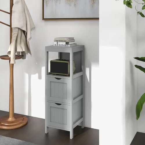 Miniatura 8 de Giantex Organizador de baño y armario de almacenamiento, soporte organizador de almacenamiento con 2 cajones extraíbles, dispositivo anti-caída
