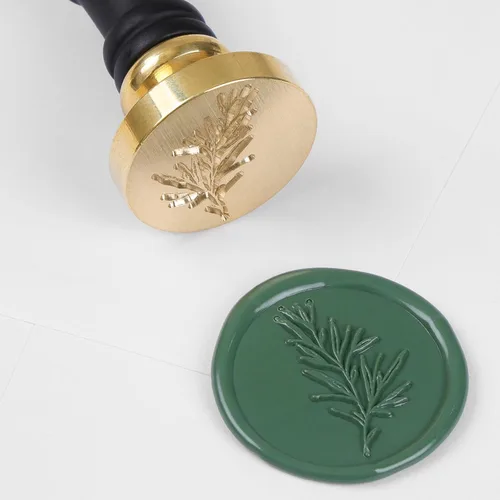 Miniatura 13 de UNIQOOO Eucalyptus Wax Seal Stamp with Wooden Handle, Floral Botanical Theme Vintage Brass Stamp for Wedding Invitation, DIY, Gift Wrap, Envelopes