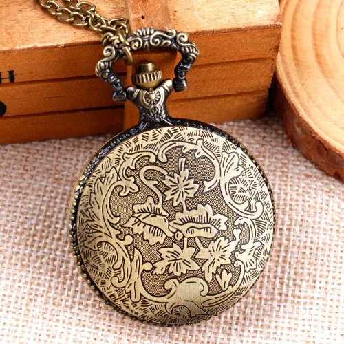 Miniatura 4 de Reloj de bolsillo de cuarzo para hombre, ojos verdes, forma de caja redonda, collar de bolsillo