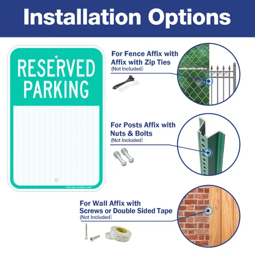 Miniatura 3 de Faittoo Letreros de estacionamiento reservados en blanco, paquete de 4 letreros de aluminio reflectantes de 18 x 12 pulgadas, de grado ingeniero