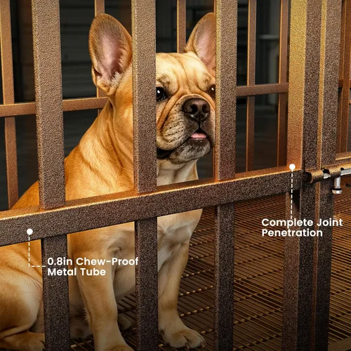 Miniatura 3 de Hiwokk Jaula para perros de 38 pulgadas, perrera indestructible a prueba de escapes para perros grandes de alta ansiedad, jaula de metal fuerte