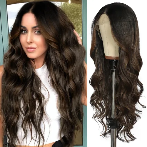 Miniatura 9 de SAPPHIREWIGS Peluca rubia con encaje frontal, pelucas largas y onduladas para mujer, pelucas de color rubio ceniza, resistentes al calor, para Mix