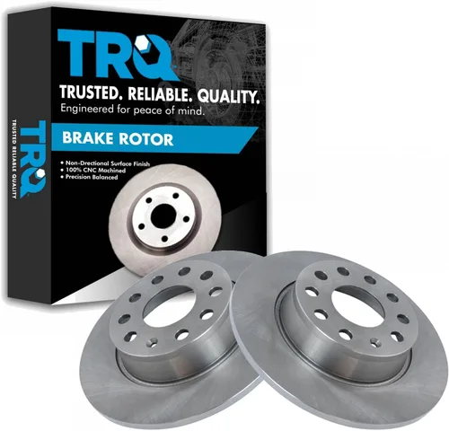 TRQ Juego de Par de Rotores de Freno de Disco Trasero para 2010-2018 A3 / 2010-2018 A3 Quattro / 2012 Beetle / 2010-2016 Eos / 2010-2018 Golf /