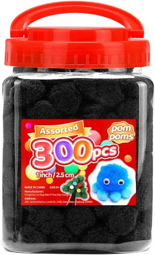 Miniatura 9 de Iooleem Pompones rosados – Tamaño surtido, 1200 piezas con ojos móviles, opciones de purpurina, perfectos para artes y manualidades